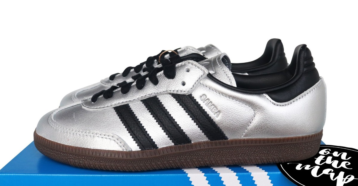 Adidas Samba OG Metallic Silver Grey Black Gum UK 4 5 6 US