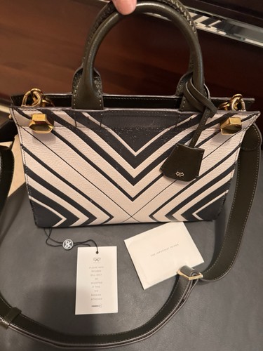 Anya Hindmarch Leather Ephson Diamonds Shoulder Bag CHALK/DARK OLIVE.$2250 - Picture 5 of 14