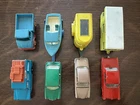 1960s Lesney Matchbox 8 Vehicle Lot Pontiac, Jaguar, Rover, MG, Unimog, Trailers