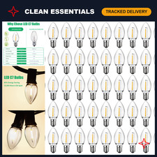 50 Pack C7 LED Night Light Bulbs, E12 Candelabra Base, Warm White, Energy Effici