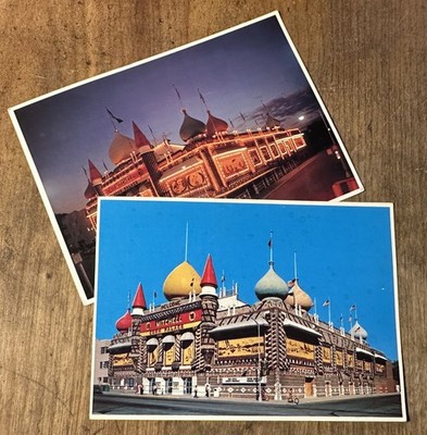 CORN PALACE MITCHELL SOUTH DAKOTA OVERSIZE POSTCARD pair 1980