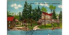Big Moose NY Adirondack Mts Lakeview Lodge Linen Postcard 1940s Supply Co