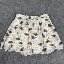 Old Navy Skirt Womens Medium M White Pull On Mini AOP Lined Pleated Birds Boho