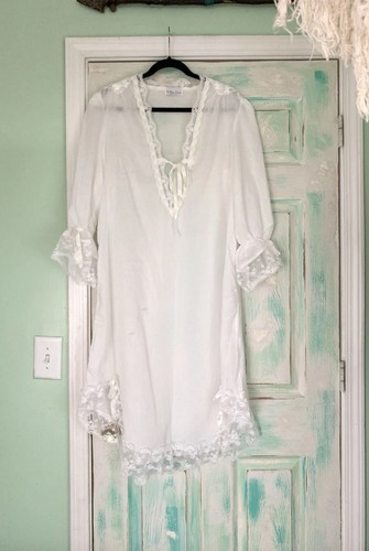 Vintage Willow Creek White Lace Nightgown Prairie Style