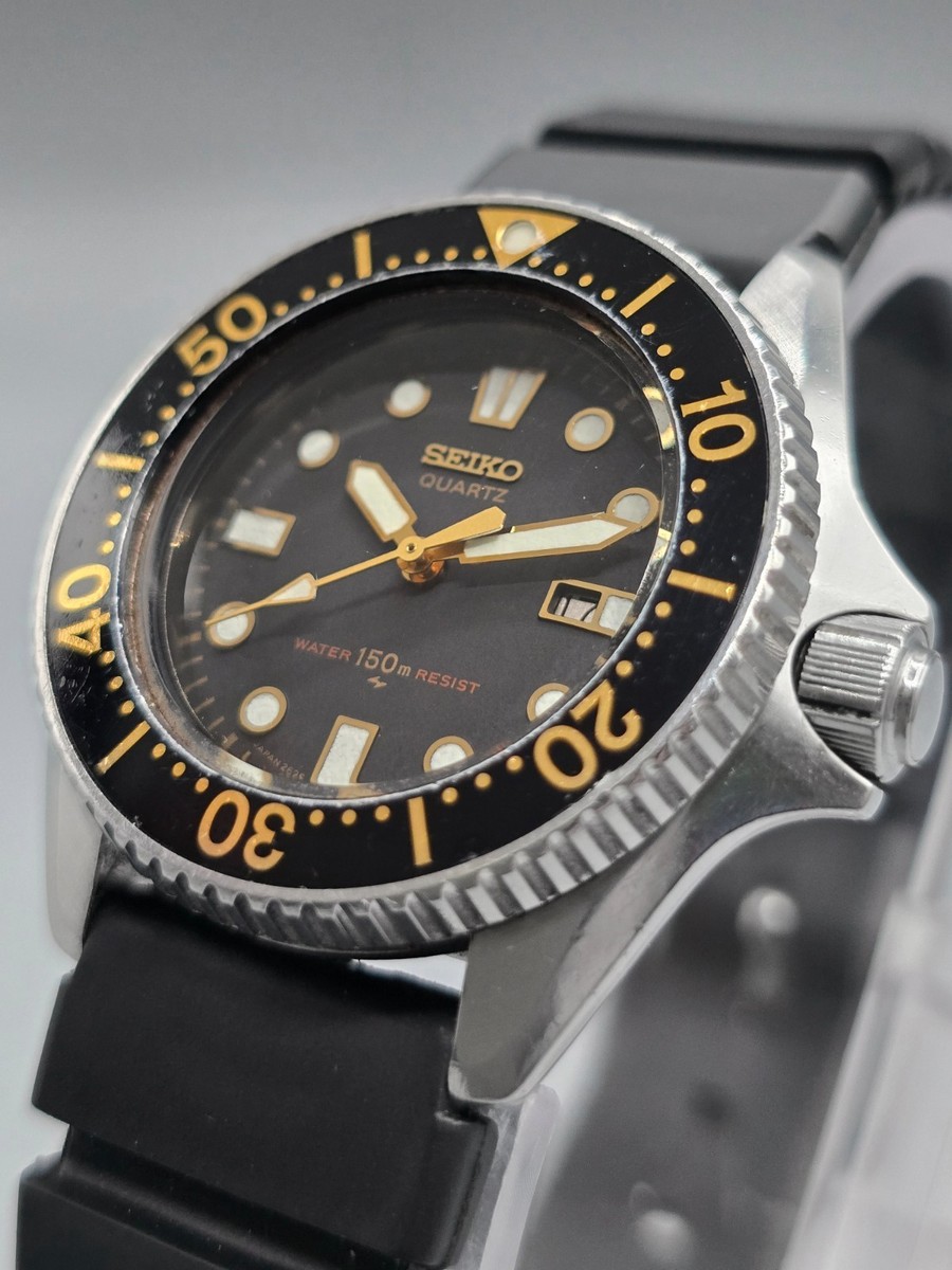 Vintage Seiko 2625-0010 Diver Quartz 150m Small Black Dial Japan