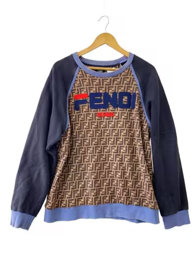 FENDI Mania Logo Sweatshirt/ XXL/ Cotton/ Beige/ All-over Print/ FY0944