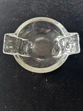Vintage Round Heavy Clear Glass Ashtray 5.25” 6 Cigarette Spaces