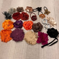Large Lot of 23 Hair Accessory Flowers Clips Hair Ties Headbands