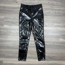 XLE Black Faux Leather Skinny Pants with High Rise