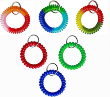 Pack of 6 Colorful Spring Spiral Wrist Coil Key Chain, Wristband Key Ring, Brace