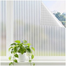 Haton Reeded Glass Window Privacy Film, Frosted Glass Window Film, Static Cling