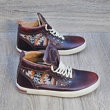 Inkkas Brown Leather Woven Textile High Top Sneakers Mens 5 Womens 7 Mexico