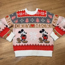 DISNEY FOREVER 21 Fair Isle Mickey Mouse Ugly Christmas Sweater Kids Size 13/14
