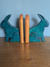 Vintage Sharnwood Crafts Rabbit Bunny Book Ends Easter Children's Reading