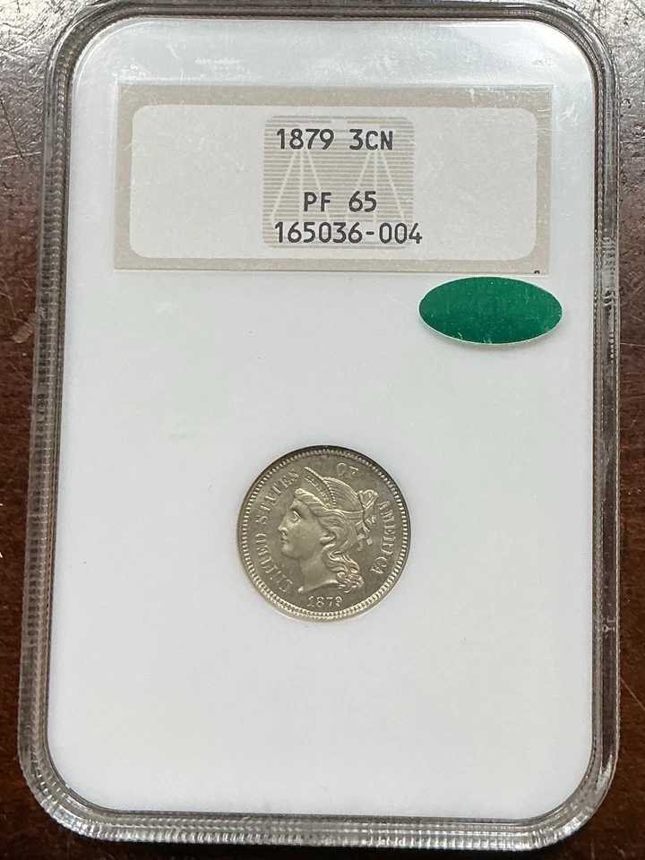 NGC PF65 CAC 1879 THREE CENT NICKEL PROOF BEAUTIFUL CHOICE PROOF FATTY HOLDER - Image 3 of 3