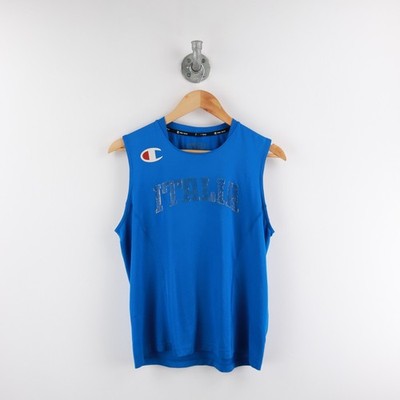 Champion Herren Tanktop XXL Blau Pro-Tech Italien Basketball Logo Print Groß