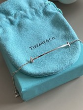Rare Genuine Tiffany & Co T Smile Sterling Silver bracelet With Box, 6.5” Long