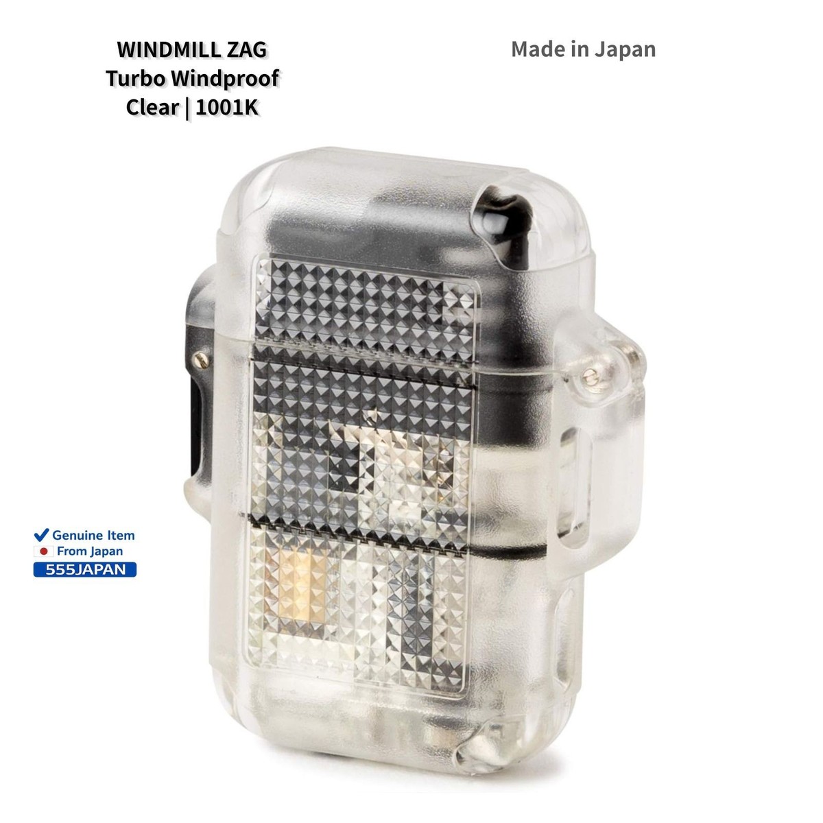 Official WINDMILL ZAG Turbo Windproof Lighter 362-1001 Clear Japan