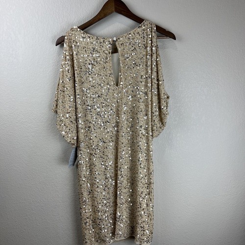Aidan Mattox Dress Women 4 gold Beaded Sequin Mini Embellished - Picture 2 of 10