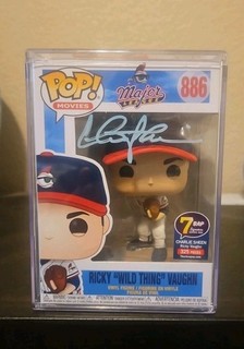 Charlie Sheen Firmado Ricky Vaughn WILD THING Funko Pop Certificación JSA