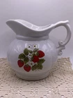 Vintage McCoy Strawberry Country 24oz Pottery Pitcher Farmhouse Kitchen Decor