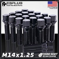 20x Bmw Black 14x1.25 Extended Lug Bolt 45mm Shank For 15-20mm Spacer Rim 20x Bmw Black 14x1.25 Extended Lug Bolt 45mm Shank For 15-20mm Spacer Rim