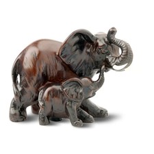 Resin Elephant Statue - Decorative Wildlife Family with Mother  Baby for Cla...