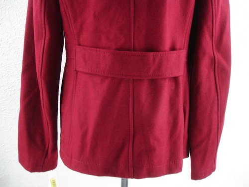Women's 14 Kenneth Cole New York Garnet Red Double-Breasted Military Trench Coat - Picture 7 of 21