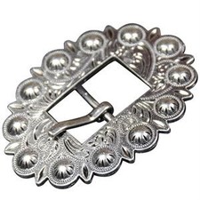 68HS Western Screw Back Concho Stainless Steel Ed Leather Belt Floral Buckle