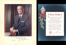 J. Edgar Hoover Portrait and Christmas Card - 1971 dated Autograph - Autograph
