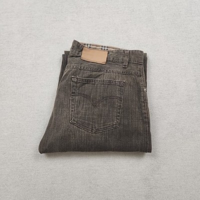 Vintage Burberry Herren Jeans Hose W33 L30 Denim Braun Straight Regular Baumwoll