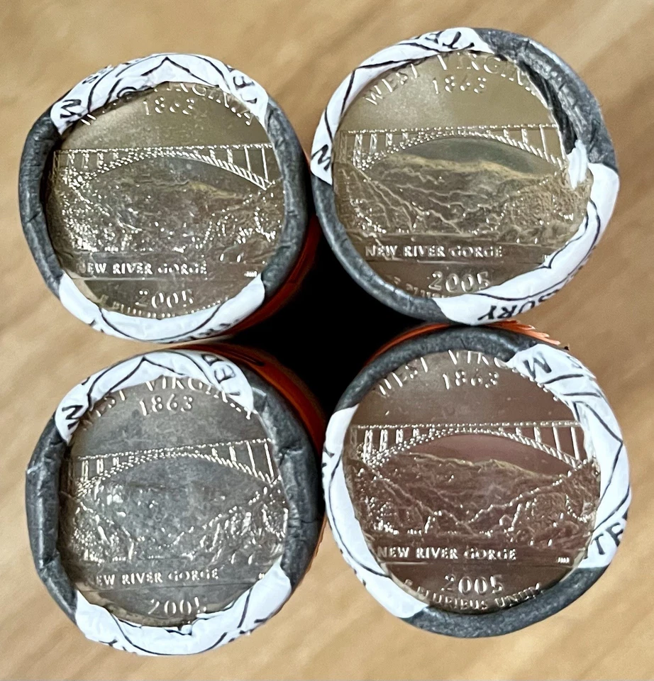 2005 P D West Virginia US Mint State Quarter Rolls 160 Uncirculated Coins Sealed - Image 2 of 3