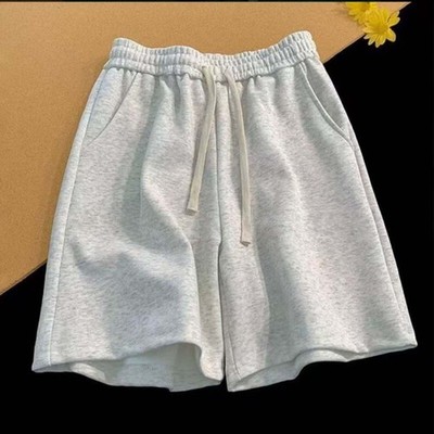 Solid Color Polyester Shorts for Men Drawstring Waist Casual Sport Style