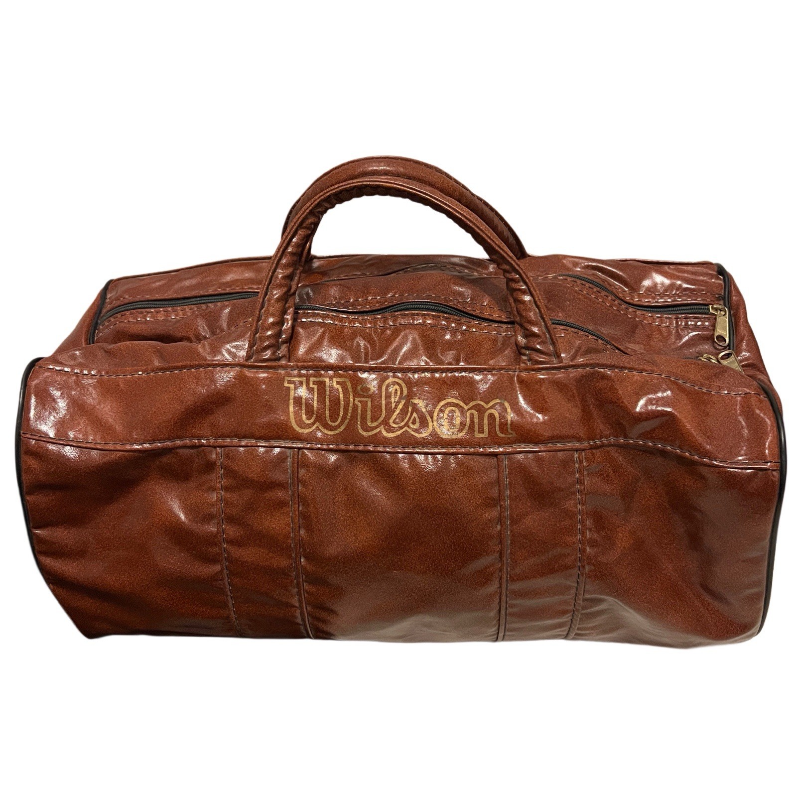Wilson Vintage Brown Leather Duffle Bag Gym Travel Weekender Carry On
