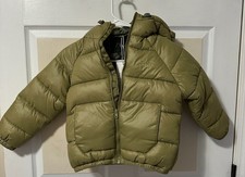 ZARA Kids Green Puffer Jacket Size 6-7 Years 122cm Hooded Water Repellent NEW
