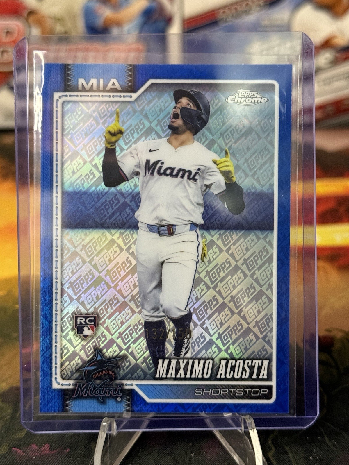 2026 Topps Chrome Maximo Acosta RC Blue Logo Refractor Rookie #/150 Marlins