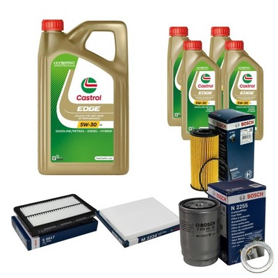 BOSCH Inspektionspaket 9 L Castrol EDGE 5W-30 LL für Hyundai Tucson 2.0 CRDi