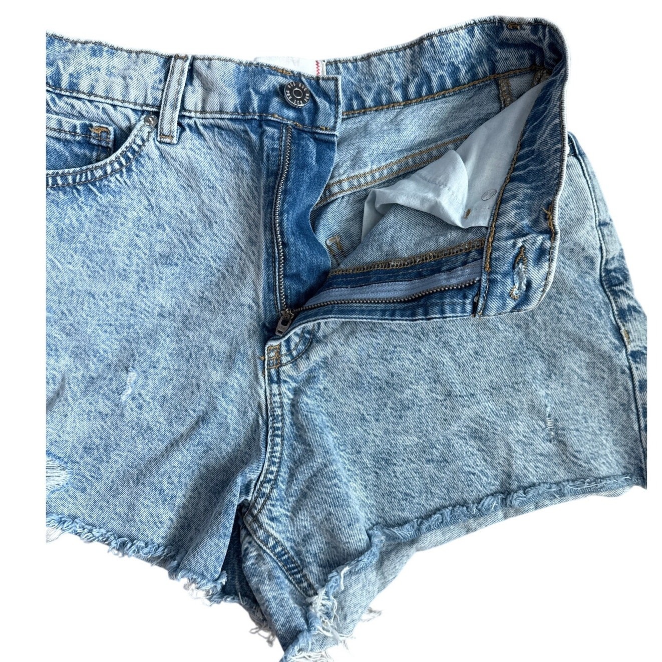 BDG Light Acid Wash High Rise Distressed Cut-off Jean Shorts Size 28