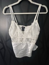 Vintage Secret Treasures Satin Lace Camisole Cami Top White S Coquette Y2K