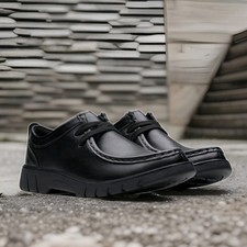 Clarks "Branch Low" Boys School Black Leather Shoes *FREEPOST* Size UK5.5F