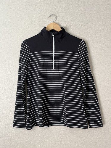 FootJoy 1/4 Reißverschluss Nylon Langarm Damen Medium gestreift schwarz & weiß - Bild 1 von 7