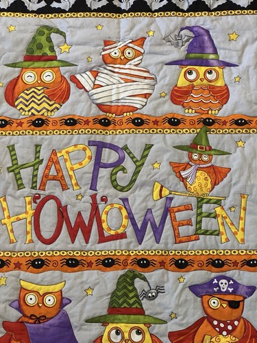 Hand Made Quilt Wall Hanging Table Topper Halloween Moda Midnight Masquerade Owl - Picture 11 of 13