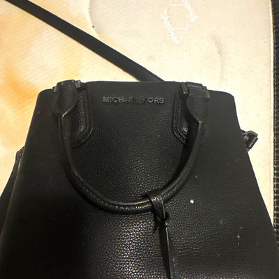 Michael Kors Black Pebbled Medium Satchel Top Handle Zip Detachable Crossbody
