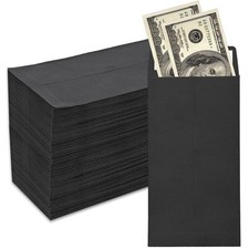 Cash Envelopes - 100 Packs, 3.5x6.5 Inches, Black, Colored, Large, Black-100