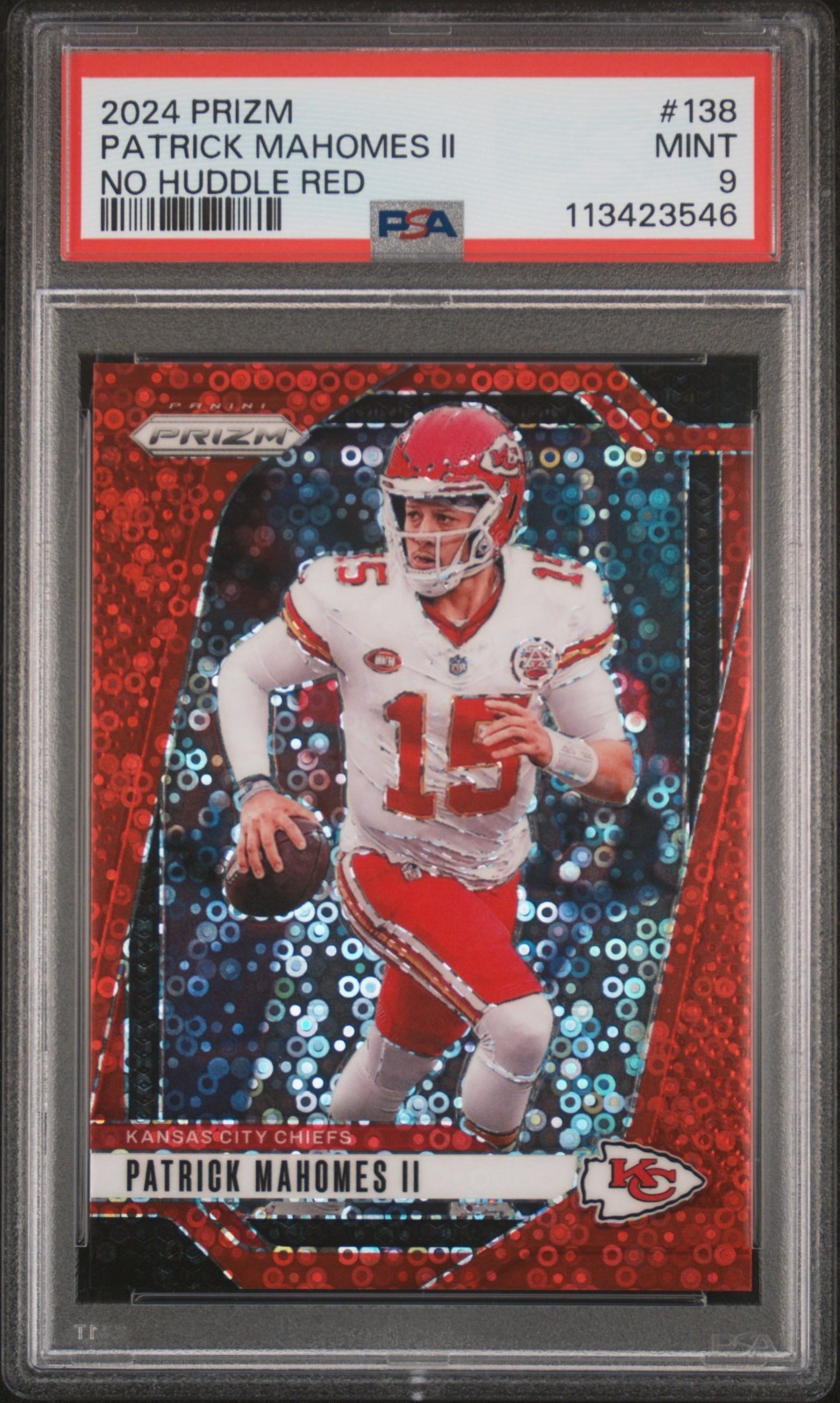 2024 Prizm Patrick Mahomes No Huddle Red  /75 Color Match PSA 9 KC Chiefs