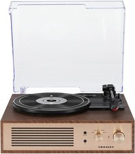 Crosley CR6045A-WA Miles Record Player, Walnut  3-Speed Turntable, Bluetooth...