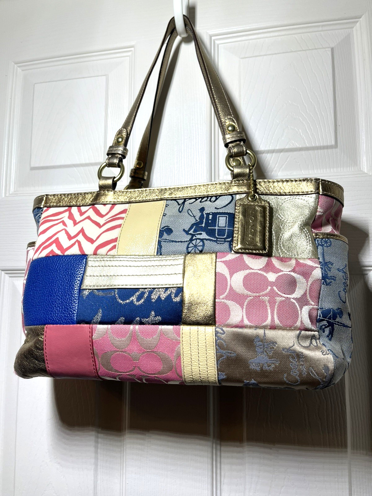 Pristine Coach Colorful Patchwork Anniversary Tot… - image 1