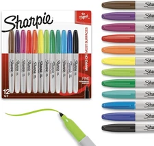 Sharpie Permanent Markers Quick Drying And Fade Resistant Fine Tip Marker, 12 ct