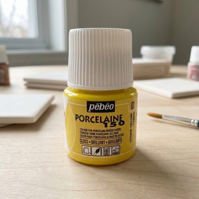   Pebeo Porcelaine 150 Paint Citrine Yellow 01 45ml Ceramic 024-001 NEW