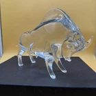Vintage Hand Finished Murano Glass Toro Bull Sculpture Clear Finish 12” Long!